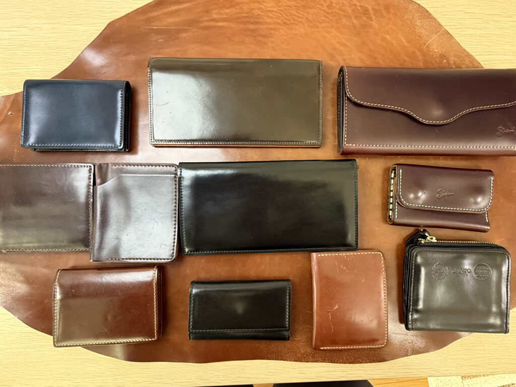 勢揃いしたホーウィン社のコードバン(一部クロムエクセルを含む)